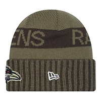 Baltimore Ravens Dark Green 2025 NFL Salute to Service Collection New Era Cuffed Knit Beanie Hat