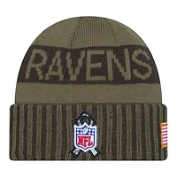 Baltimore Ravens Dark Green 2025 NFL Salute to Service Collection New Era Cuffed Knit Beanie Hat