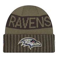 Baltimore Ravens Dark Green 2025 NFL Salute to Service Collection New Era Cuffed Knit Beanie Hat