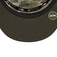 Seattle Seahawks Dark Green 2025 NFL Salute to Service Collection New Era Split Panel 9FIFTY Snapback Hat