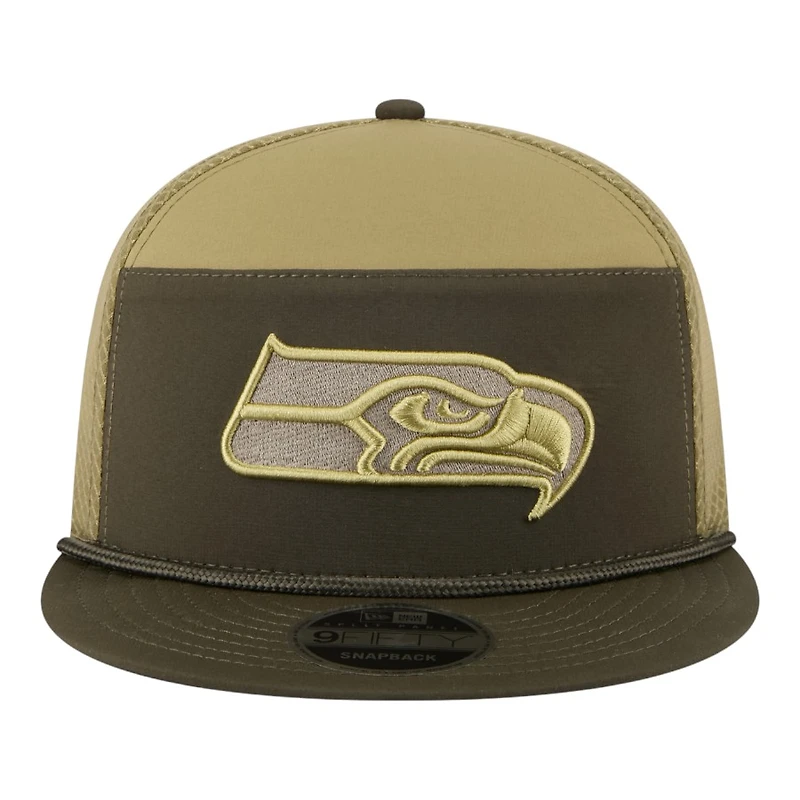 Seattle Seahawks Dark Green 2025 NFL Salute to Service Collection New Era Split Panel 9FIFTY Snapback Hat