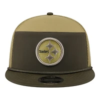 Pittsburgh Steelers Dark Green 2025 NFL Salute to Service Collection New Era Split Panel 9FIFTY Snapback Hat