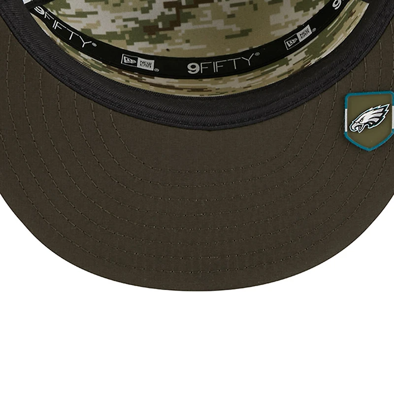Philadelphia Eagles Dark Green 2025 NFL Salute to Service Collection New Era Split Panel 9FIFTY Snapback Hat