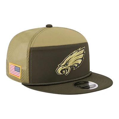 Philadelphia Eagles Dark Green 2025 NFL Salute to Service Collection New Era Split Panel 9FIFTY Snapback Hat