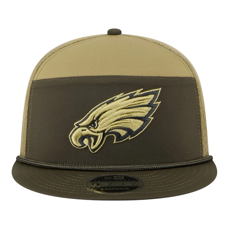 Philadelphia Eagles Dark Green 2025 NFL Salute to Service Collection New Era Split Panel 9FIFTY Snapback Hat