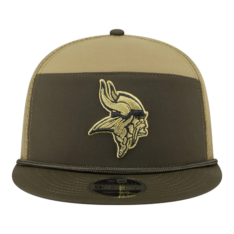 Minnesota Vikings Dark Green 2025 NFL Salute to Service Collection New Era Split Panel 9FIFTY Snapback Hat