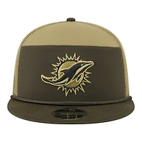 Miami Dolphins Dark Green 2025 NFL Salute to Service Collection New Era Split Panel 9FIFTY Snapback Hat
