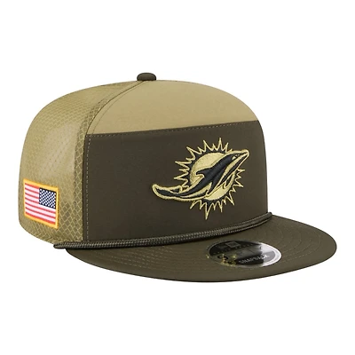 Miami Dolphins Dark Green 2025 NFL Salute to Service Collection New Era Split Panel 9FIFTY Snapback Hat