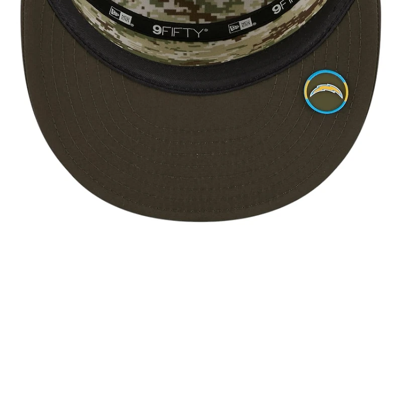 Los Angeles Chargers Dark Green 2025 NFL Salute to Service Collection New Era Split Panel 9FIFTY Snapback Hat