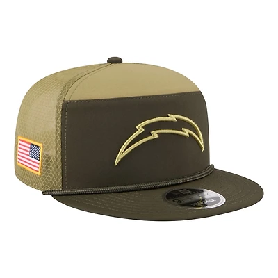 Los Angeles Chargers Dark Green 2025 NFL Salute to Service Collection New Era Split Panel 9FIFTY Snapback Hat