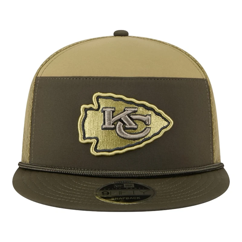 Kansas City Chiefs Dark Green 2025 NFL Salute to Service Collection New Era Split Panel 9FIFTY Snapback Hat