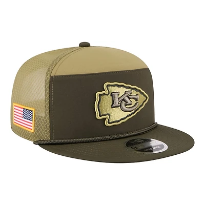 Kansas City Chiefs Dark Green 2025 NFL Salute to Service Collection New Era Split Panel 9FIFTY Snapback Hat