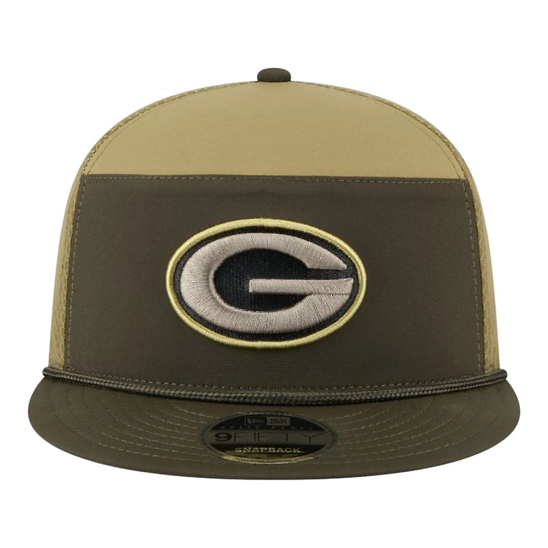 Green Bay Packers Dark Green 2025 NFL Salute to Service Collection New Era Split Panel 9FIFTY Snapback Hat