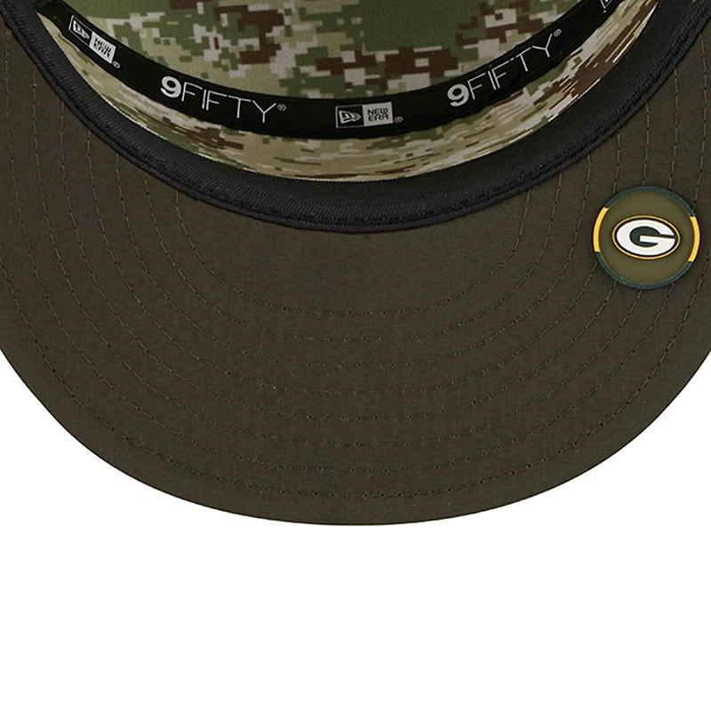 Green Bay Packers Dark Green 2025 NFL Salute to Service Collection New Era Split Panel 9FIFTY Snapback Hat