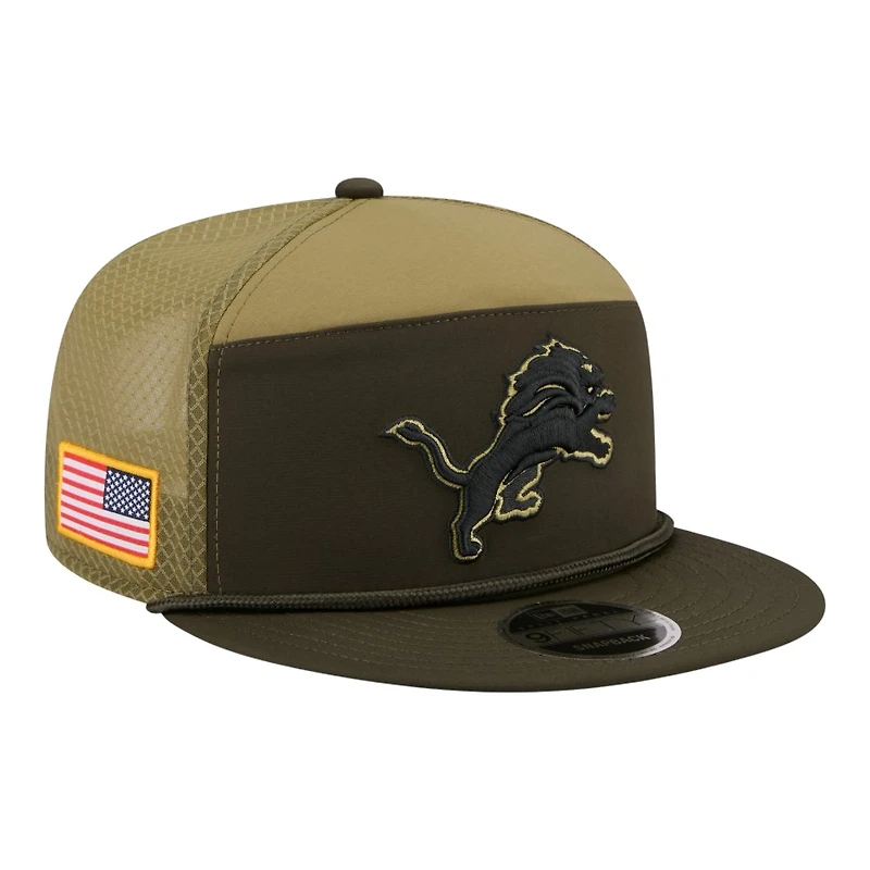 Detroit Lions Dark Green 2025 NFL Salute to Service Collection New Era Split Panel 9FIFTY Snapback Hat