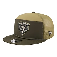 Chicago Bears Dark Green Bear Logo 2025 NFL Salute to Service Collection New Era Split Panel 9FIFTY Snapback Hat