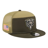 Chicago Bears Dark Green Bear Logo 2025 NFL Salute to Service Collection New Era Split Panel 9FIFTY Snapback Hat
