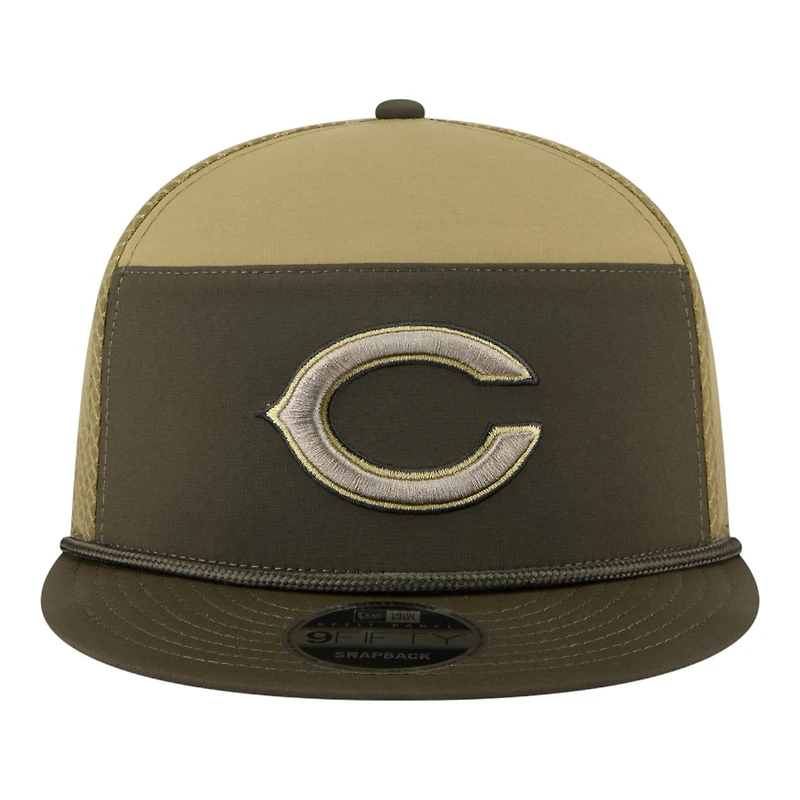 Chicago Bears Dark Green "C" Logo 2025 NFL Salute to Service Collection New Era Split Panel 9FIFTY Snapback Hat