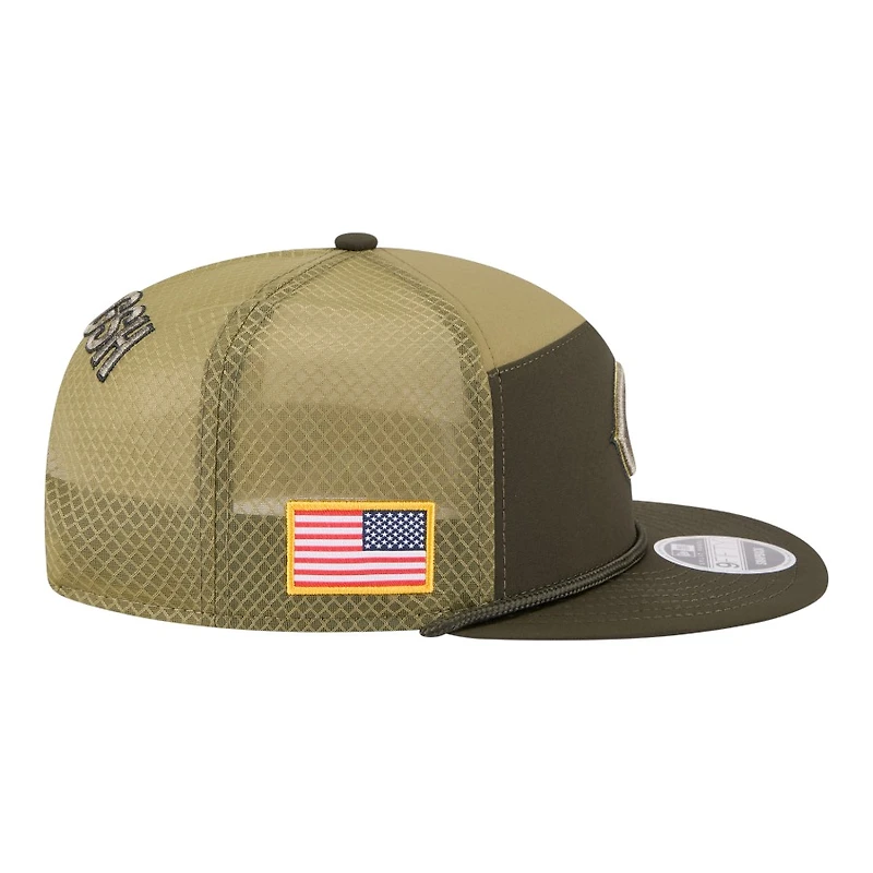 Chicago Bears Dark Green "C" Logo 2025 NFL Salute to Service Collection New Era Split Panel 9FIFTY Snapback Hat