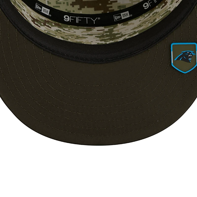 Carolina Panthers Dark Green 2025 NFL Salute to Service Collection New Era Split Panel 9FIFTY Snapback Hat