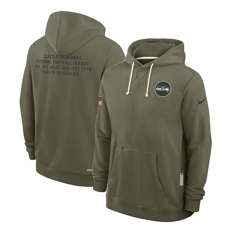 Seattle Seahawks Olive Green 2025 Salute to Service Sideline Nike Dri-FIT Hoodie