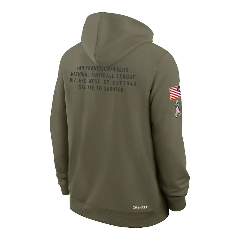 San Francisco 49ers Olive Green 2025 Salute to Service Sideline Nike Dri-FIT Hoodie