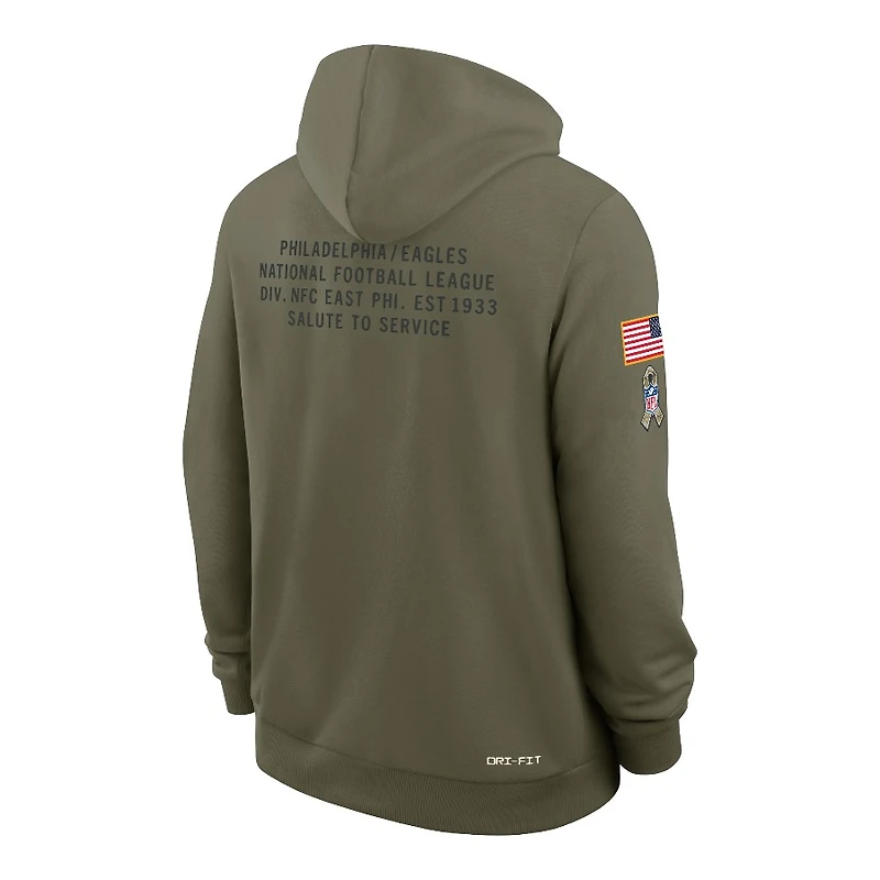 Philadelphia Eagles Olive Green 2025 Salute to Service Sideline Nike Dri-FIT Hoodie