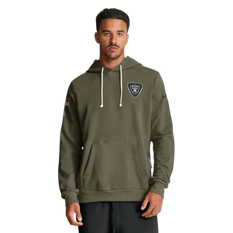 Las Vegas Raiders Olive Green 2025 Salute to Service Sideline Nike Dri-FIT Hoodie