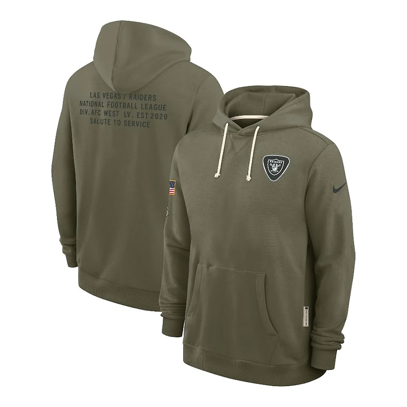 Las Vegas Raiders Olive Green 2025 Salute to Service Sideline Nike Dri-FIT Hoodie