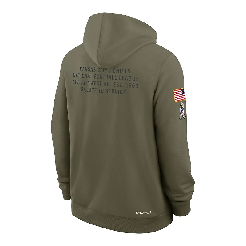 Kansas City Chiefs Olive Green 2025 Salute to Service Sideline Nike Dri-FIT Hoodie