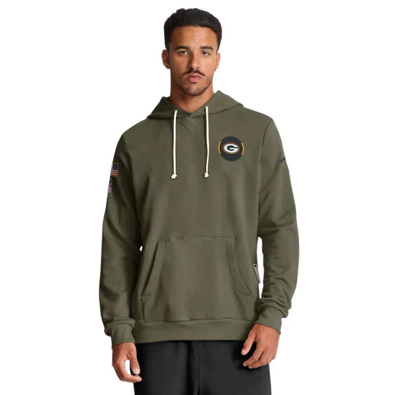 Green Bay Packers Olive 2025 Salute to Service Sideline Nike Dri-FIT Hoodie