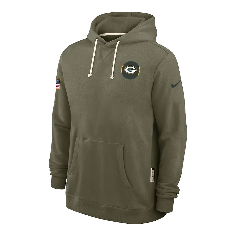Green Bay Packers Olive 2025 Salute to Service Sideline Nike Dri-FIT Hoodie