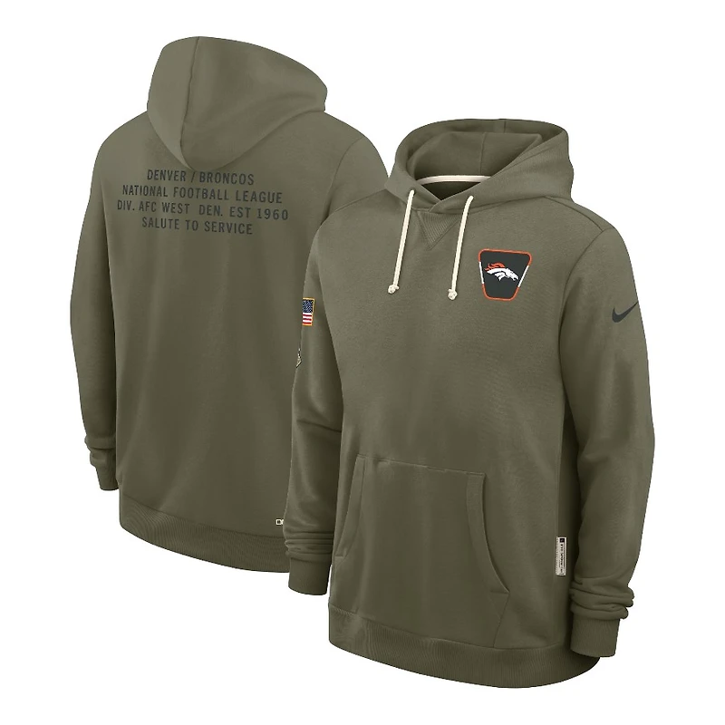 Denver Broncos Olive Green 2025 Salute to Service Sideline Nike Dri-FIT Hoodie