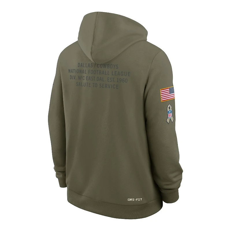 Dallas Cowboys Olive Green 2025 Salute to Service Sideline Nike Dri-FIT Hoodie