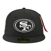 San Francisco 49ers Black Alpha Industries Grey UV New Era 59FIFTY Fitted Hat