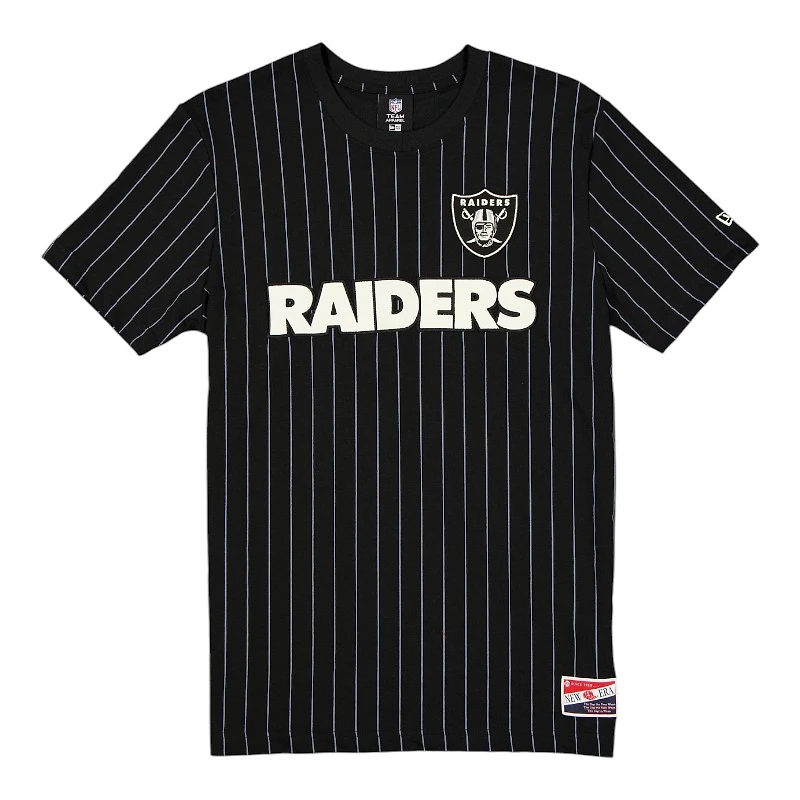 Las Vegas Raiders Black Throwback Pinstripe New Era T-Shirt