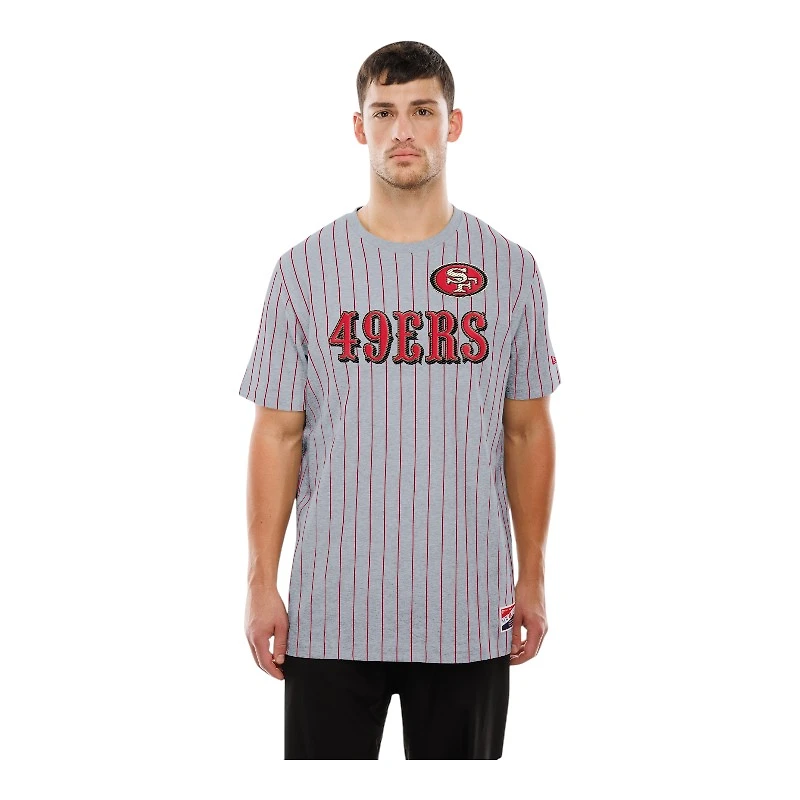 San Francisco 49ers Gray Throwback Pinstripe New Era T-Shirt