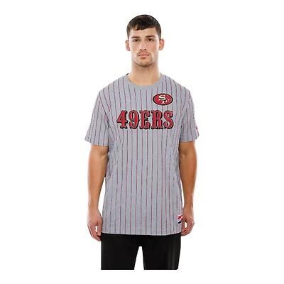 San Francisco 49ers Gray Throwback Pinstripe New Era T-Shirt