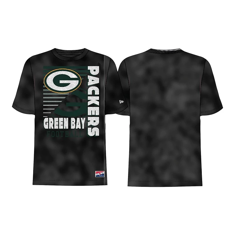 Green Bay Packers Washed Black New Era T-Shirt