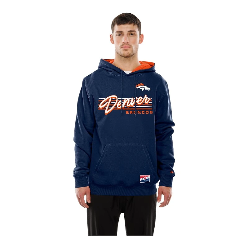 Denver Broncos Navy Script New Era Pullover Hoodie