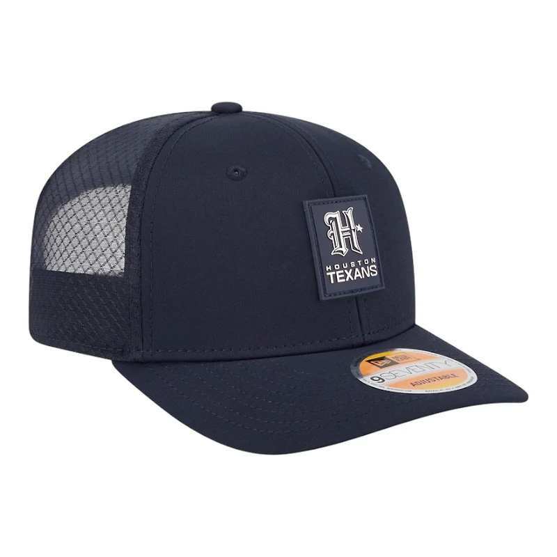 Houston Texans Navy H-Town Logo 2025 NFL Sideline New Era 9SEVENTY Trucker Adjustable Snapback Hat
