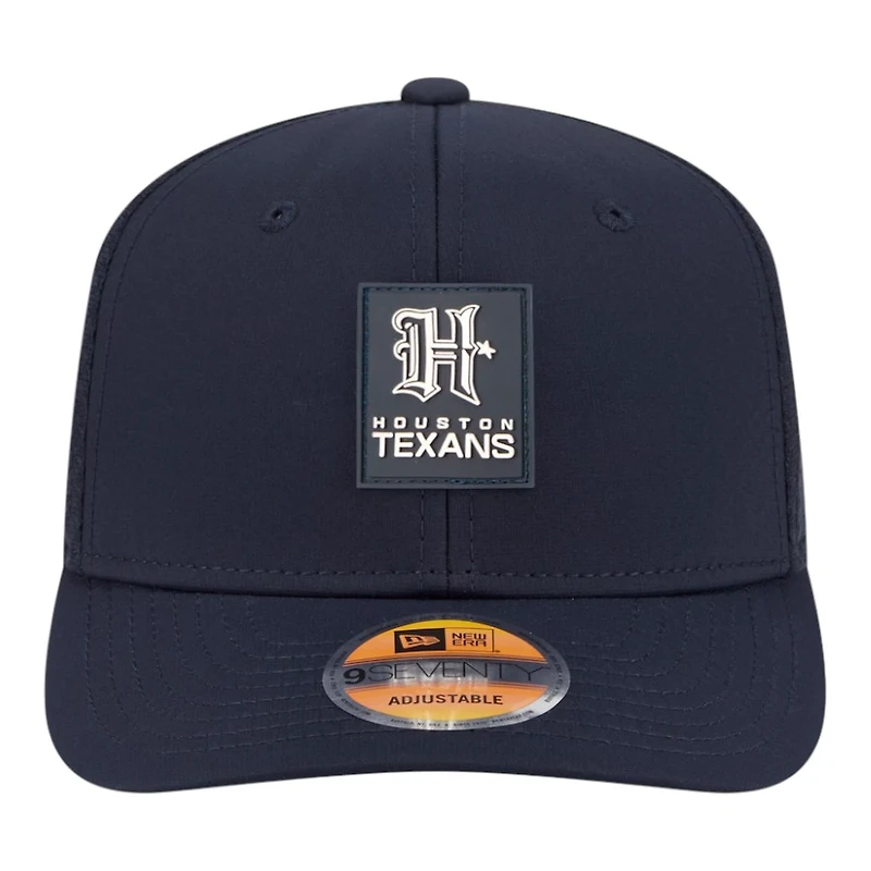 Houston Texans Navy H-Town Logo 2025 NFL Sideline New Era 9SEVENTY Trucker Adjustable Snapback Hat