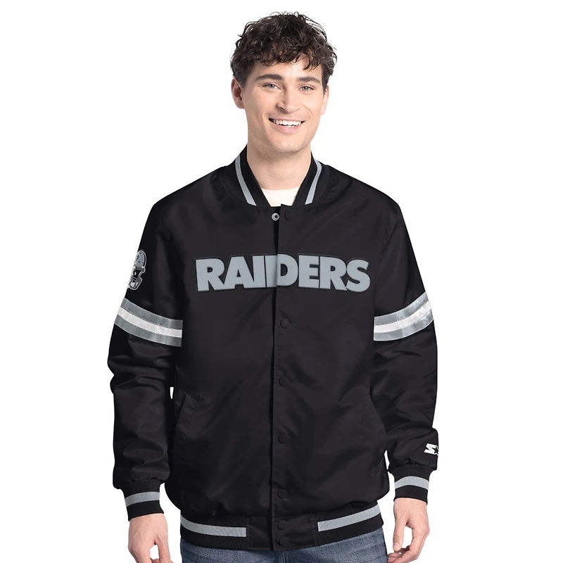 Las Vegas Raiders Black Wordmark G-III Sports Full-Snap Jacket