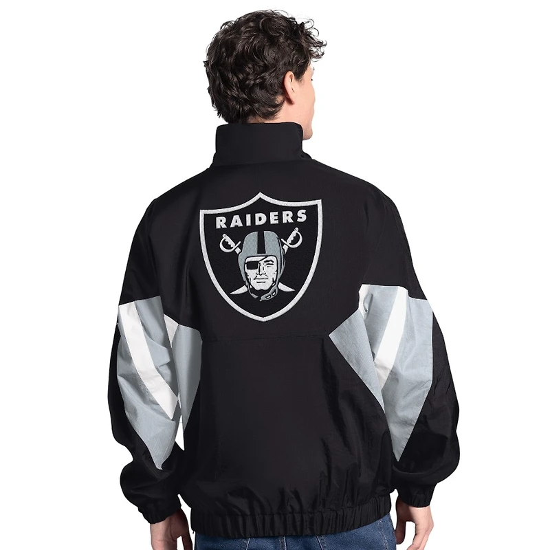 Las Vegas Raiders Black and Silver Wordmark G-III Sports Half Zip Jacket
