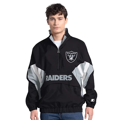 Las Vegas Raiders Black and Silver Wordmark G-III Sports Half Zip Jacket