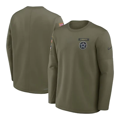 Dallas Cowboys Forest Green 2025 Salute to Service Sideline Coaches Therma-FIT Long Sleeve Shirt