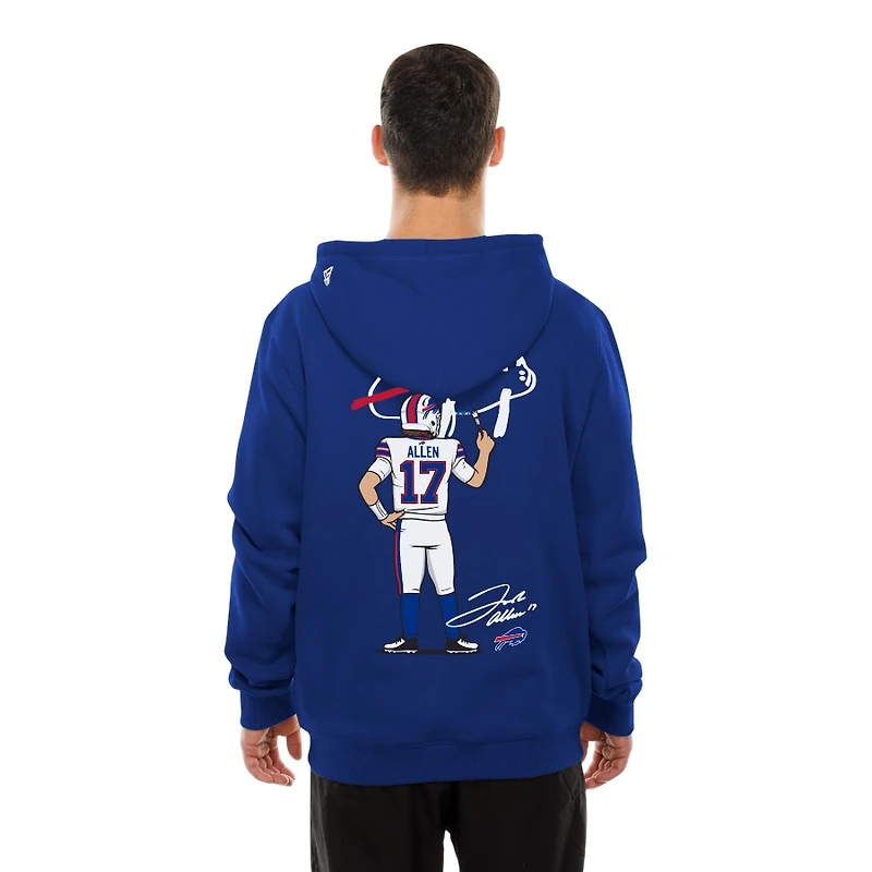 Buffalo Bills Royal Blue Josh Allen Billustration New Era Pullover Hoodie