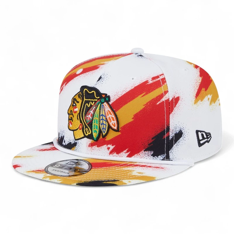 Chicago Blackhawks White Paint Splatter Rope New Era 9FIFTY Snapback