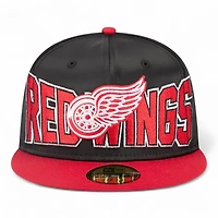Detroit Red Wings Black and Satin NHL New Era 59FIFTY Fitted Hat