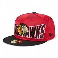 Chicago Blackhawks Red and Black Satin NHL New Era 59FIFTY Fitted Hat